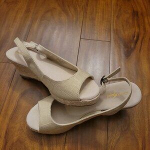 Natural Soul Women's Espadrille Slingback Peeptoe Heels. 7.5W
